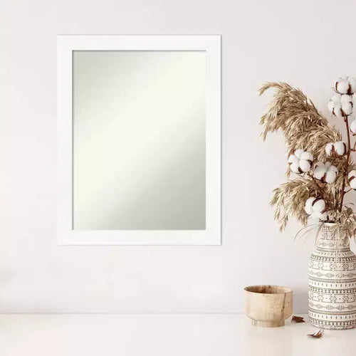 21" x 27" Specchio da Parete Stretto Bianco per Mobile, Senza Bordo Smussato: Rettangolare Moderno, Cornice in Polistirene