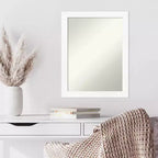 21" x 27" Specchio da Parete Stretto Bianco per Mobile, Senza Bordo Smussato: Rettangolare Moderno, Cornice in Polistirene