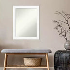 21" x 27" Specchio da Parete Stretto Bianco per Mobile, Senza Bordo Smussato: Rettangolare Moderno, Cornice in Polistirene