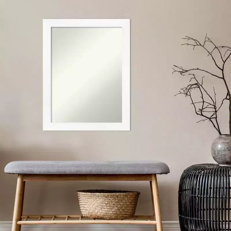 21" x 27" Specchio da Parete Stretto Bianco per Mobile, Senza Bordo Smussato: Rettangolare Moderno, Cornice in Polistirene