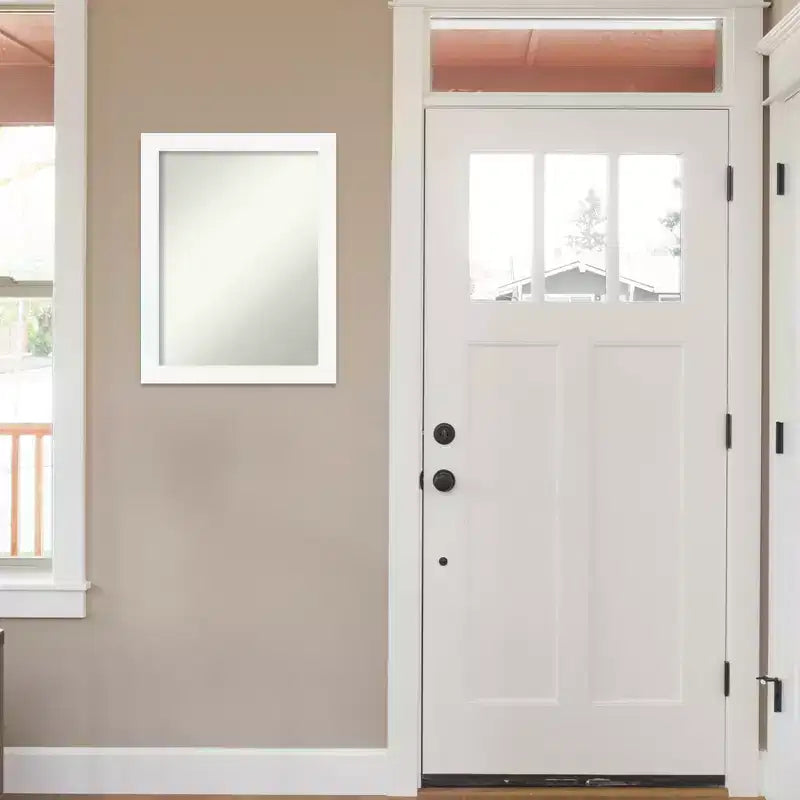 21" x 27" Specchio da Parete Stretto Bianco per Mobile, Senza Bordo Smussato: Rettangolare Moderno, Cornice in Polistirene