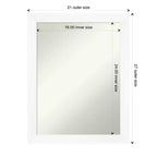 21" x 27" Specchio da Parete Stretto Bianco per Mobile, Senza Bordo Smussato: Rettangolare Moderno, Cornice in Polistirene