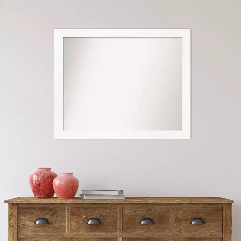 Specchio da parete stretto bianco da mobile 31" x 25" senza cornice bisellata
