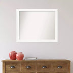 Specchio da parete stretto bianco da mobile 31" x 25" senza cornice bisellata