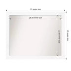 Specchio da parete stretto bianco da mobile 31" x 25" senza cornice bisellata