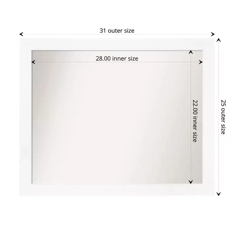 Specchio da parete stretto bianco da mobile 31" x 25" senza cornice bisellata