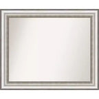 33" x 27" Non-Beveled Salon Silver Bathroom Wall Mirror - Amanti Art: Modern Rectangle, Includes Mounting Hardware