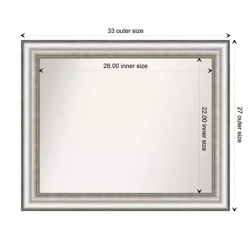Specchio da parete per bagno da salone, non smussato, argento, 33" x 27"