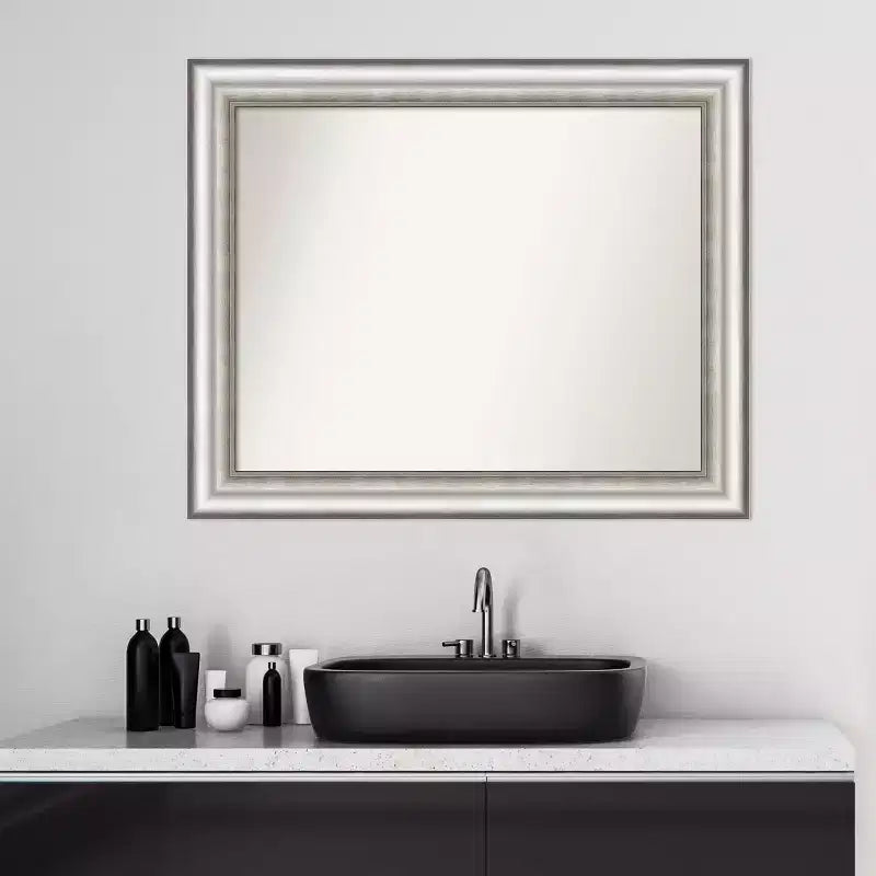 Specchio da parete per bagno da salone, non smussato, argento, 33" x 27"