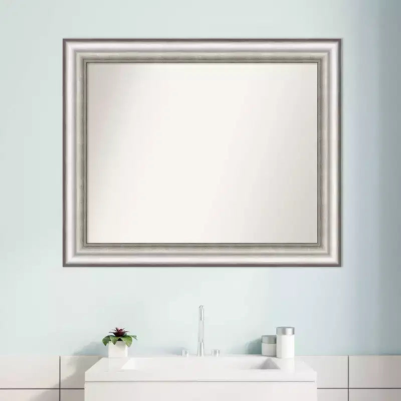 Specchio da parete per bagno da salone, non smussato, argento, 33" x 27"