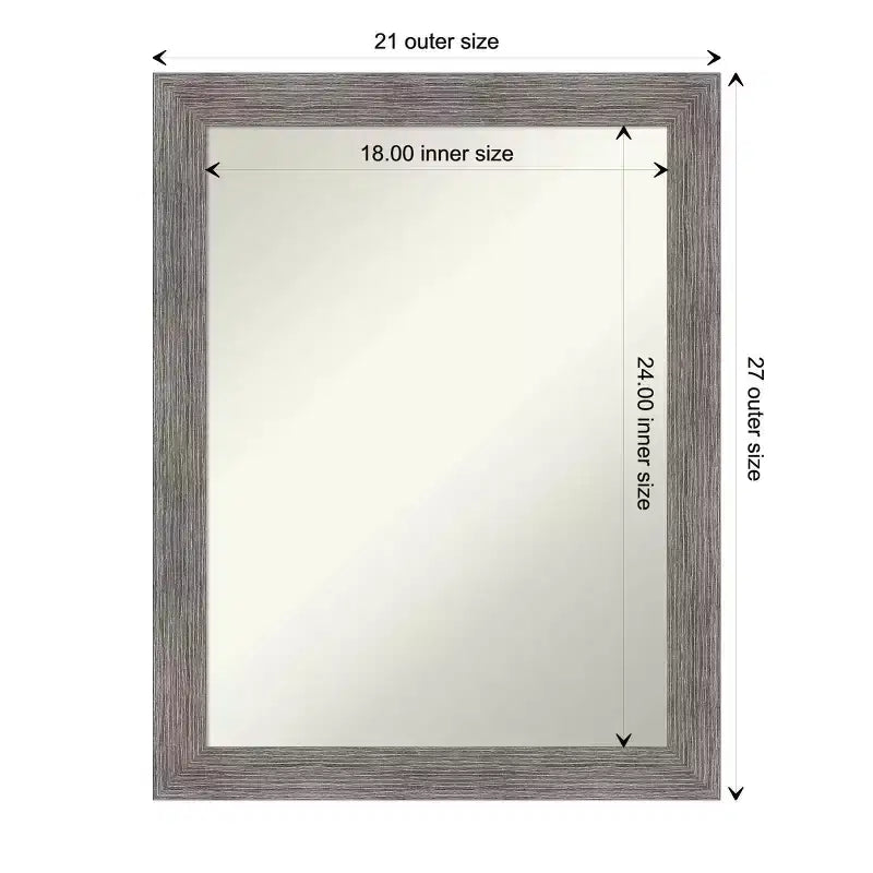 Specchio da parete rettangolare moderno senza cornice bisellata a righe sottili, 56 x 71 cm