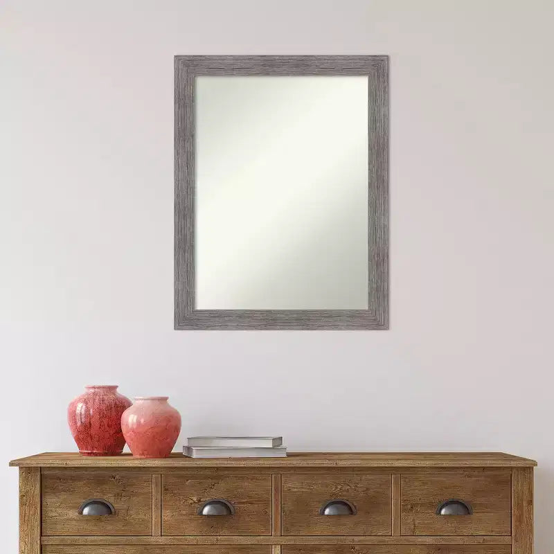 Specchio da parete rettangolare moderno senza cornice bisellata a righe sottili, 56 x 71 cm