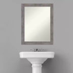 Specchio da parete rettangolare moderno senza cornice bisellata a righe sottili, 56 x 71 cm