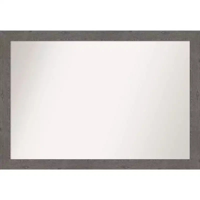 40" x 28" Non-Beveled Rustic Plank Gray Narrow Wall Mirror - Amanti Art