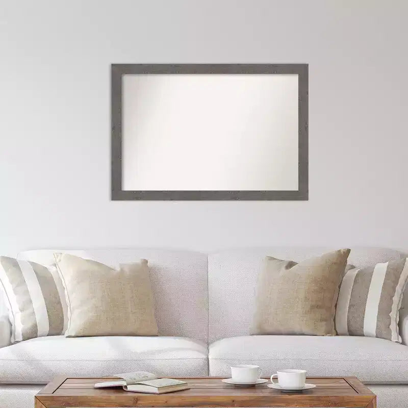 Specchio da parete stretto grigio rustico a listelli non smussato 40" x 28"