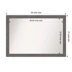 Specchio da parete stretto grigio rustico a listelli non smussato 40" x 28"