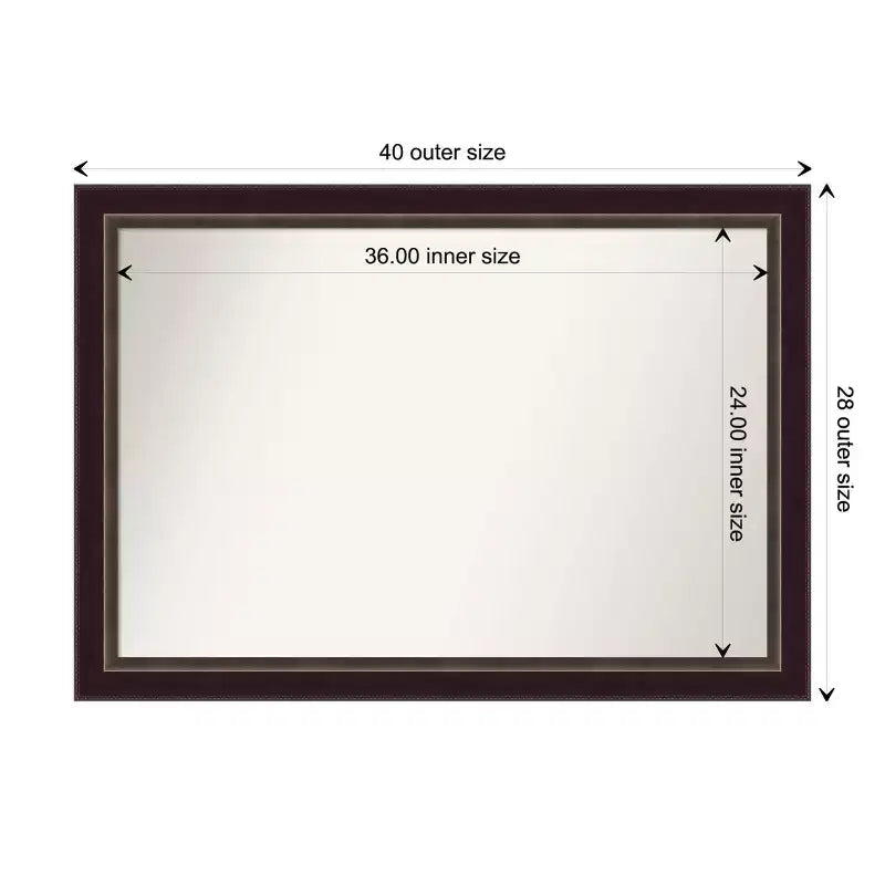 Specchio da parete per bagno Signore in legno bronzato non smussato 40" x 28" - Include ferramenta di montaggio, montaggio a parete