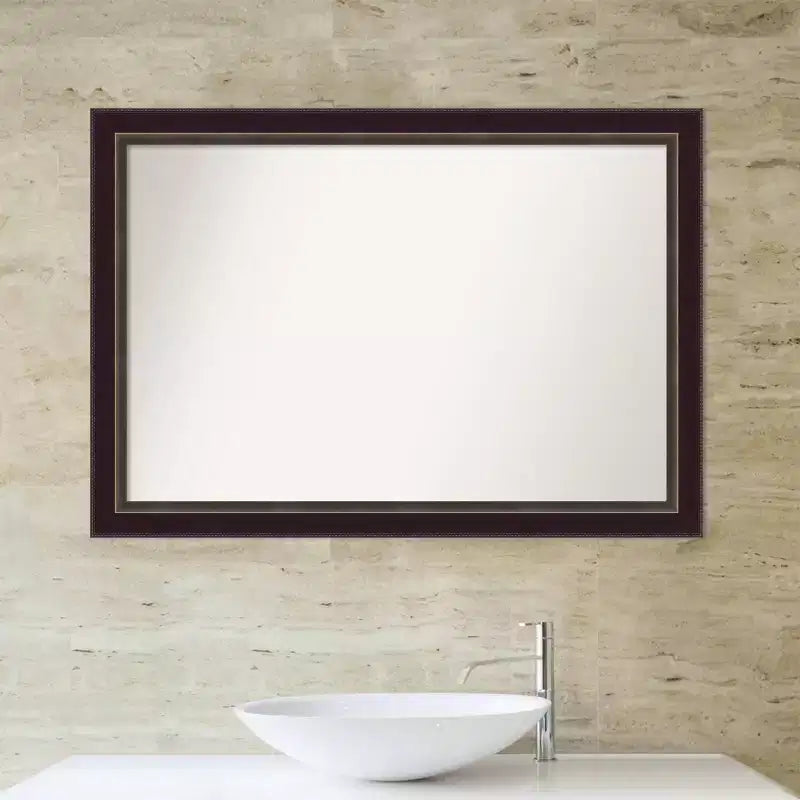Specchio da parete per bagno Signore in legno bronzato non smussato 40" x 28" - Include ferramenta di montaggio, montaggio a parete
