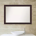 Specchio da parete per bagno Signore in legno bronzato non smussato 40" x 28" - Include ferramenta di montaggio, montaggio a parete