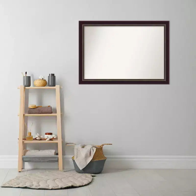 Specchio da parete per bagno Signore in legno bronzato non smussato 40" x 28" - Include ferramenta di montaggio, montaggio a parete