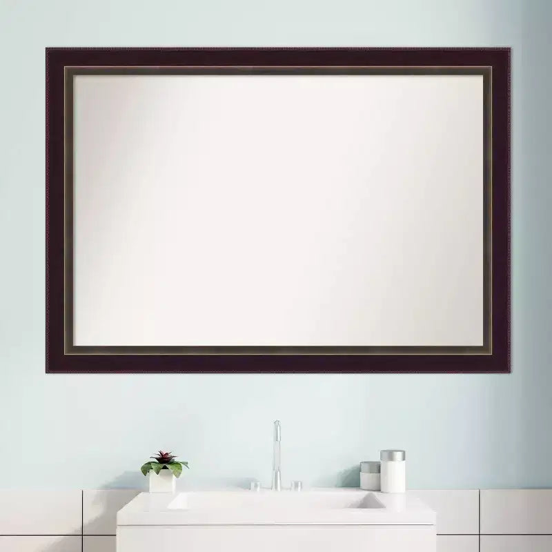 Specchio da parete per bagno Signore in legno bronzato non smussato 40" x 28" - Include ferramenta di montaggio, montaggio a parete
