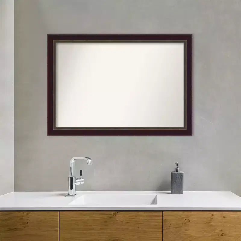 Specchio da parete per bagno Signore in legno bronzato non smussato 40" x 28" - Include ferramenta di montaggio, montaggio a parete