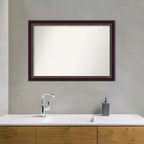 Specchio da parete per bagno Signore in legno bronzato non smussato 40" x 28" - Include ferramenta di montaggio, montaggio a parete