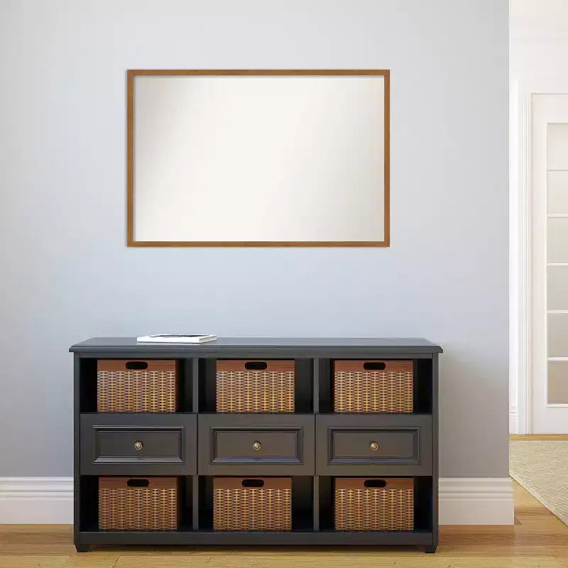 Specchio da parete in legno non smussato da 37" x 25" - Specchio rettangolare moderno in legno con hardware di montaggio