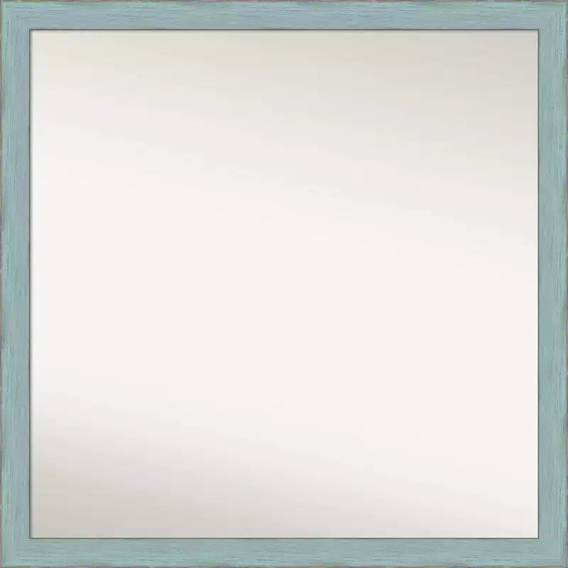 Amanti Art 28" x 28" Sky Blue Rustic Wood Wall Mirror, Square Frame