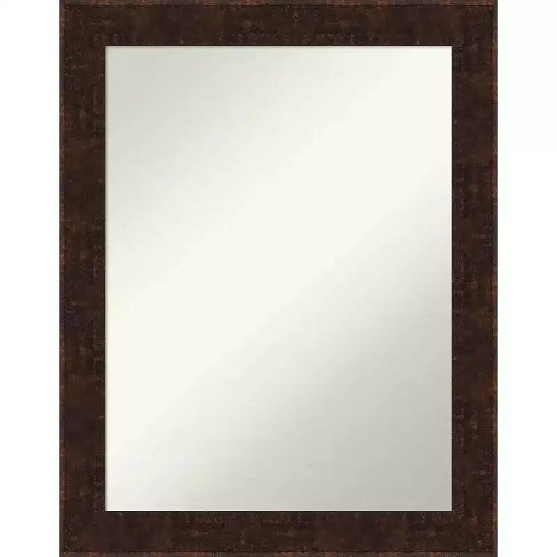 22" x 28" Non-Beveled William Mottled Bronze Narrow Bathroom Wall Mirror - Amanti Art: Rectangle, Polystyrene Frame, Wall Mounted