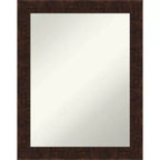 22" x 28" Non-Beveled William Mottled Bronze Narrow Bathroom Wall Mirror - Amanti Art: Rectangle, Polystyrene Frame, Wall Mounted