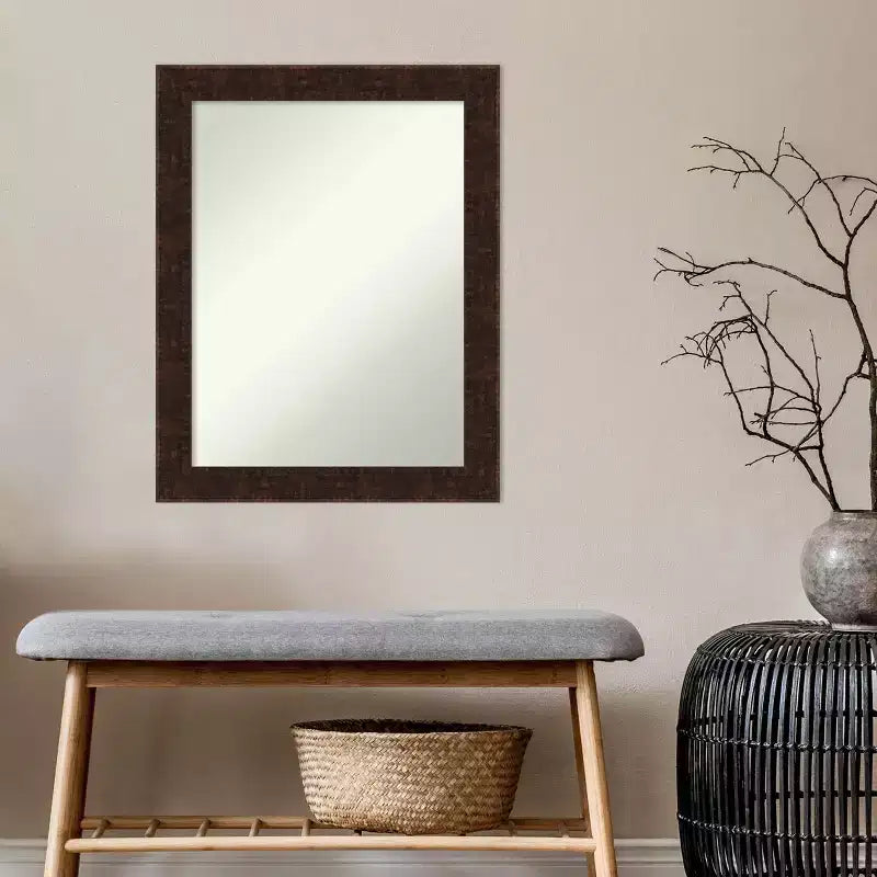 Specchio da Parete Stretto per Bagno 22" x 28" William Mottled Bronze Non Smussato