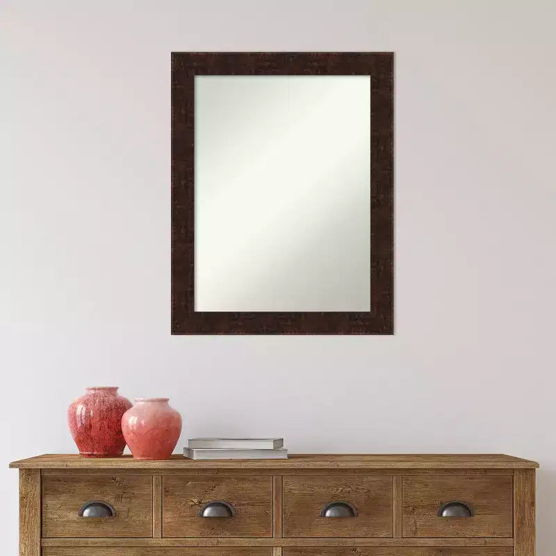 Specchio da Parete Stretto per Bagno 22" x 28" William Mottled Bronze Non Smussato