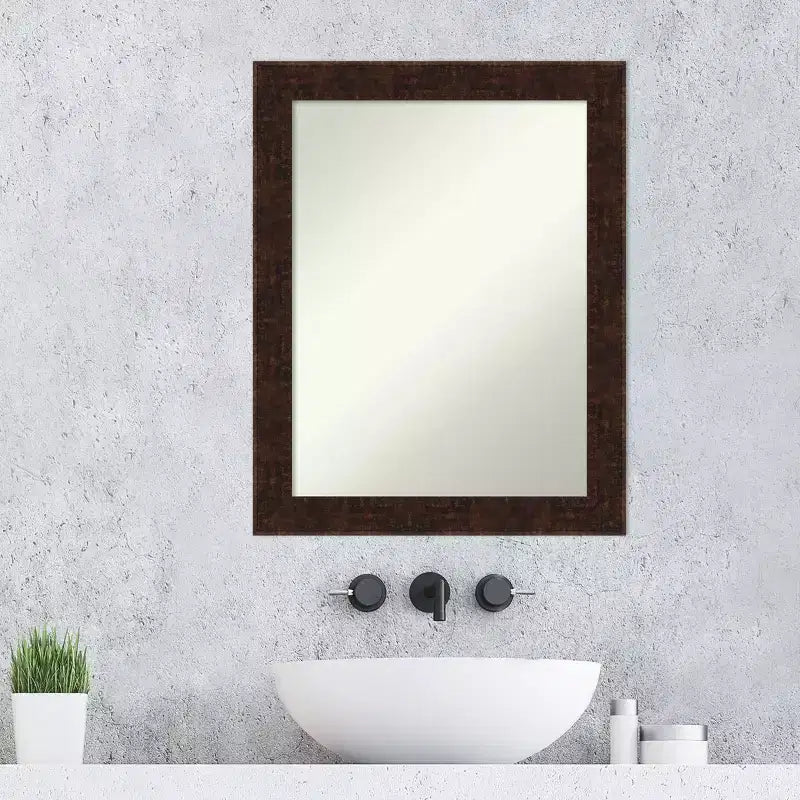 Specchio da Parete Stretto per Bagno 22" x 28" William Mottled Bronze Non Smussato