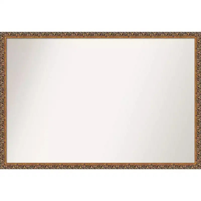 38" x 26" Non-Beveled Antique Bronze Wood Wall Mirror - Amanti Art: Rectangular, Includes Mounting Hardware