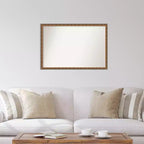 Specchio da parete rettangolare 38" x 26" senza smussatura in legno bronzo antico - Include ferramenta per il montaggio