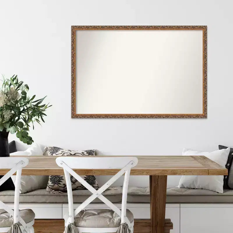 Specchio da parete rettangolare 38" x 26" senza smussatura in legno bronzo antico - Include ferramenta per il montaggio