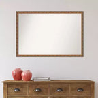 Specchio da parete rettangolare 38" x 26" senza smussatura in legno bronzo antico - Include ferramenta per il montaggio
