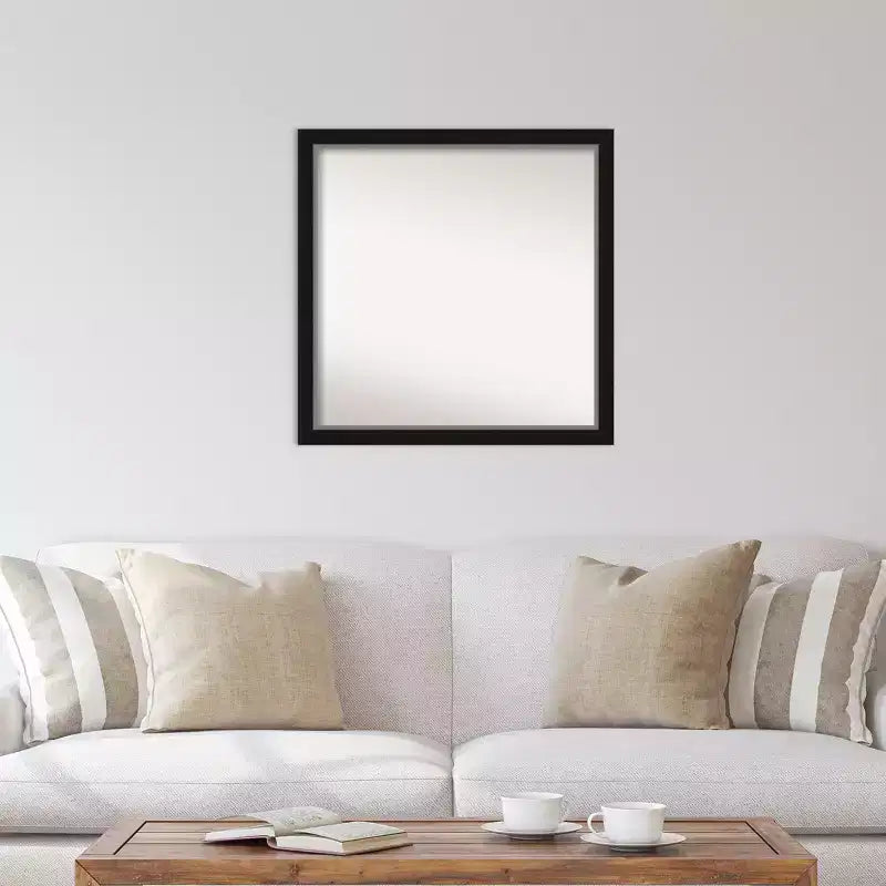 Specchio da parete stretto 29" x 29" senza smussature Eva nero argento