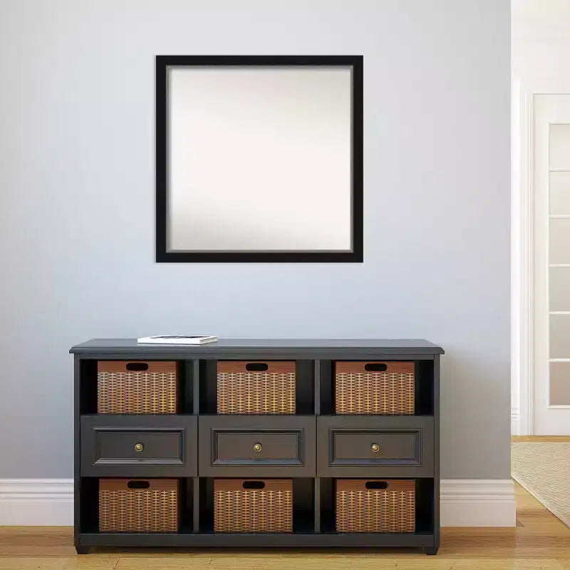 Specchio da parete stretto 29" x 29" senza smussature Eva nero argento