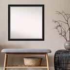Specchio da parete stretto 29" x 29" senza smussature Eva nero argento
