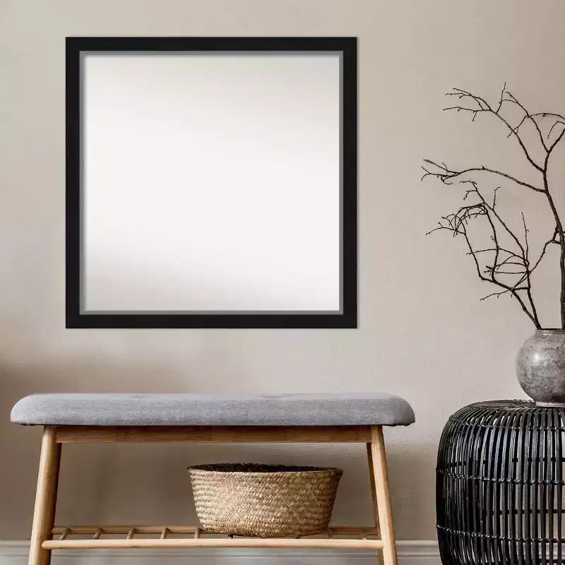 Specchio da parete stretto 29" x 29" senza smussature Eva nero argento
