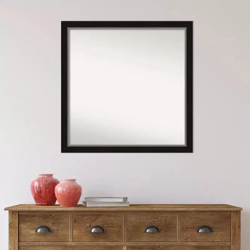Specchio da parete stretto 29" x 29" senza smussature Eva nero argento