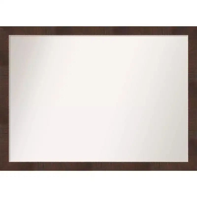 41" x 30" Non-Beveled Wildwood Brown Narrow Bathroom Wall Mirror - Amanti Art: Modern Rectangle, Polystyrene Frame