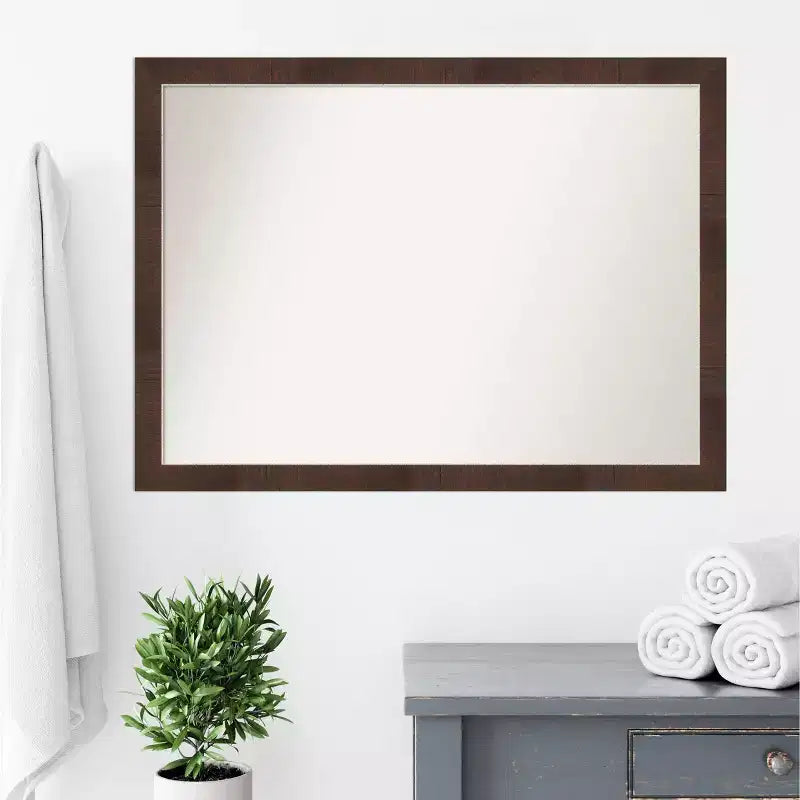 Specchio da parete stretto per bagno Wildwood Brown non smussato, 41" x 30"