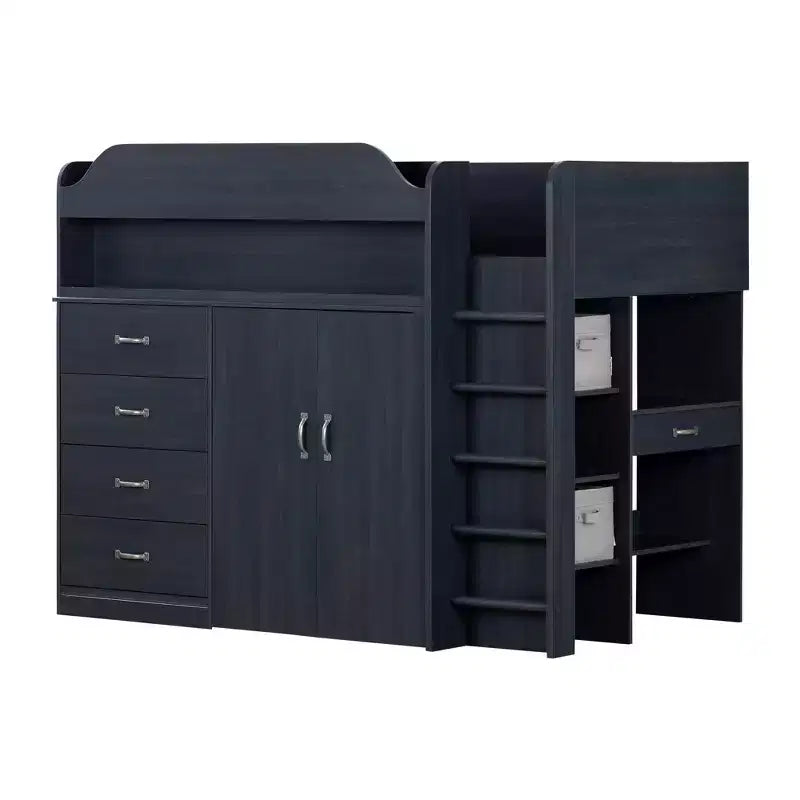 South Shore Twin Asten Kids' Loft Bed with Desk Blueberry
