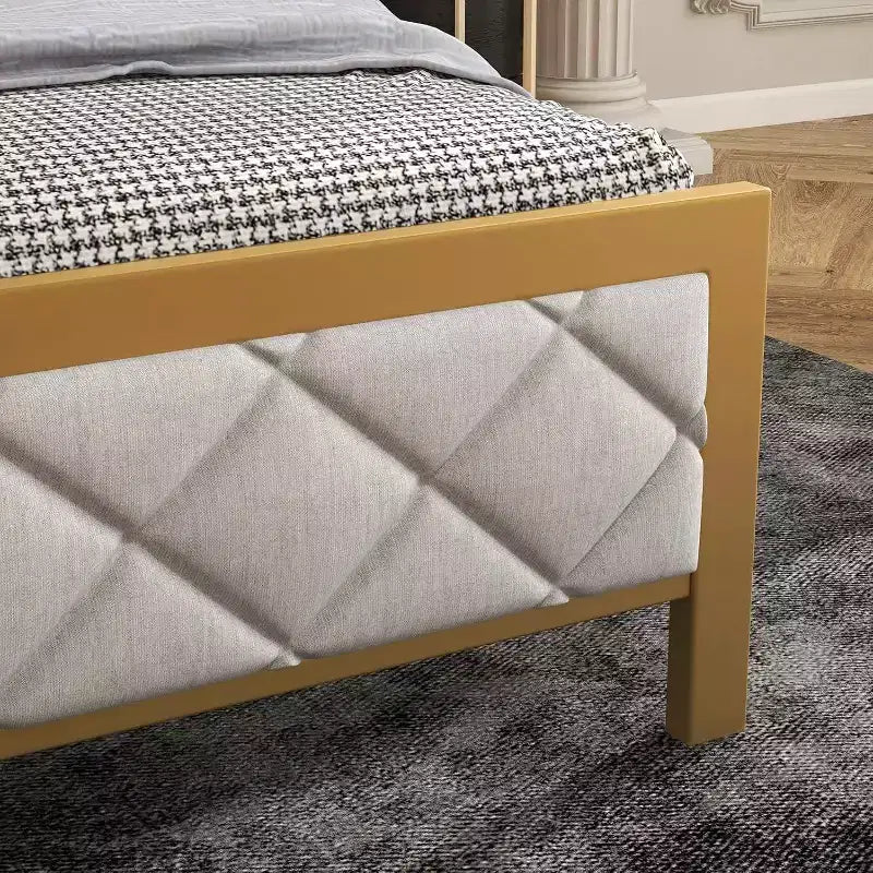 Struttura letto in velluto - Testiera trapuntata e contenitore