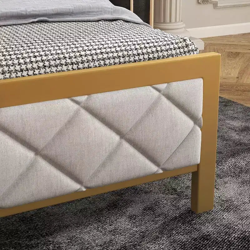 Struttura letto in velluto - Testiera trapuntata e contenitore