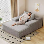 Divano letto imbottito extra-large 68 x 51, in morbida pelliccia sintetica, a forma di nuvola, per soggiorno, color cammello