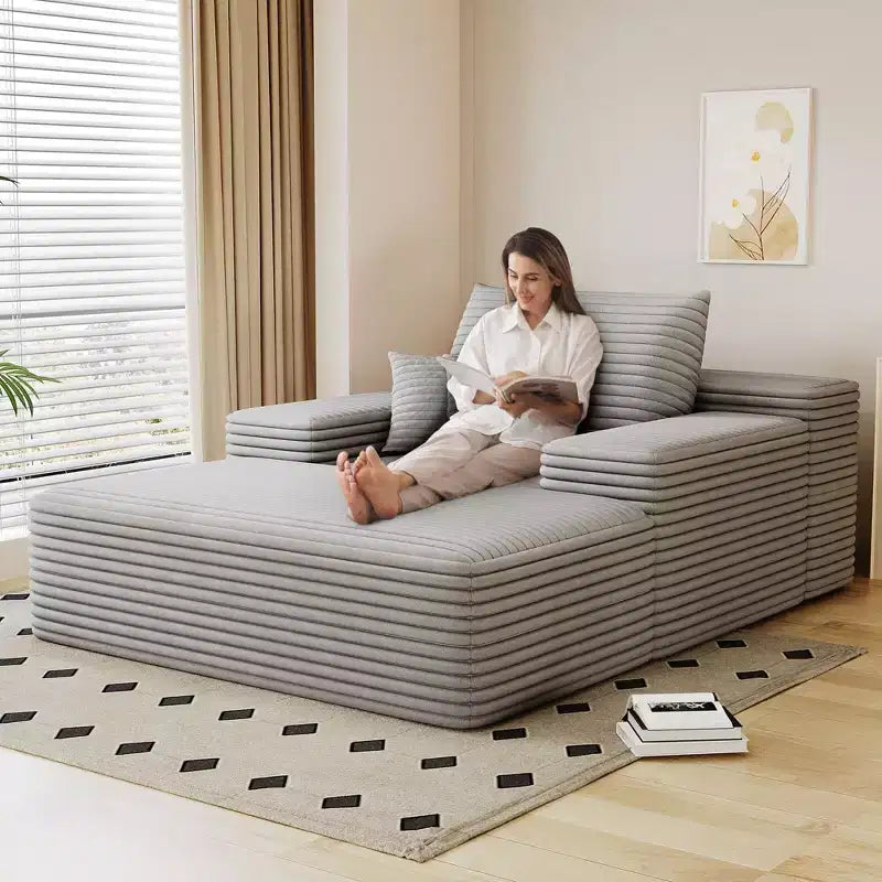 Divano letto imbottito extra-large 68 x 51, in morbida pelliccia sintetica, a forma di nuvola, per soggiorno, color cammello